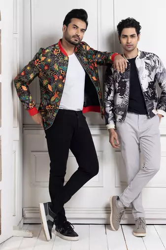 Monochrome mirage bomber jacket