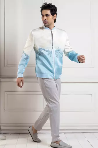 Azure bliss bomber jacket