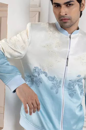 Azure bliss bomber jacket