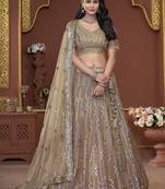 golden jarkan work net wedding lehenga set choli with dupatta with dupatta