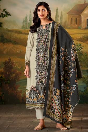 Black digital printed muslin unstitched a line style palazzo dress material