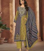 Multi digital printed muslin unstitched a line style pant dress material