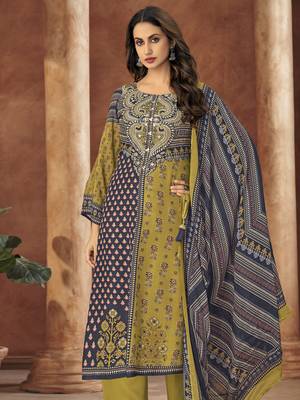 Multi digital printed muslin unstitched a line style pant dress material 2