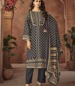 Black digital printed muslin unstitched a line style pant dress material