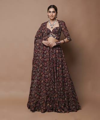 Maroon Digital Print Lehenga Set 1