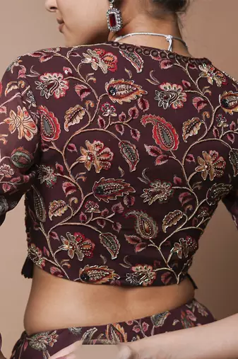 Maroon Digital Print Lehenga Set