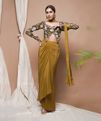 Forest print drape skirt set 1