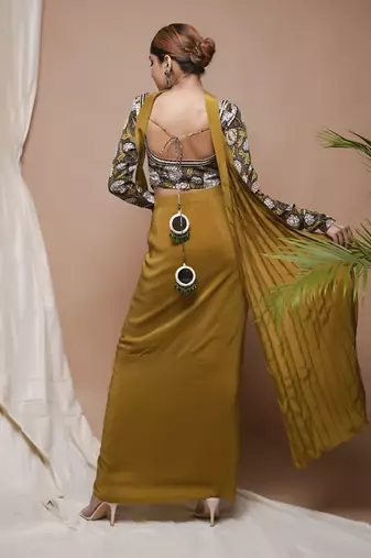 Forest print drape skirt set