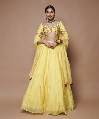 Yellow Chanderi Lehenga Set 1