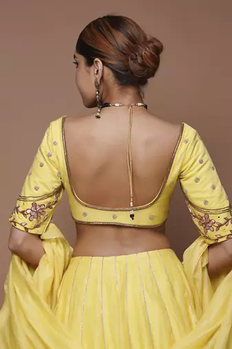 Yellow Chanderi Lehenga Set