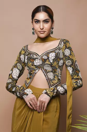 Forest print drape skirt set