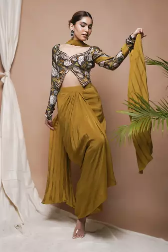 Forest print drape skirt set