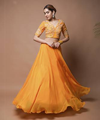 Mango Yellow Indo Lehenga Set 2