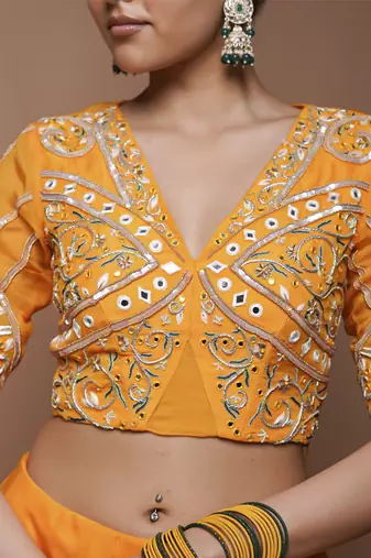 Mango Yellow Indo Lehenga Set