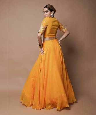 Mango Yellow Indo Lehenga Set 4
