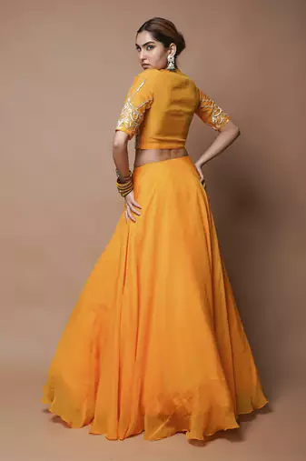 Mango Yellow Indo Lehenga Set