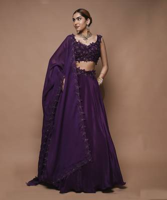 Wine 3-D   Lehenga Set 1