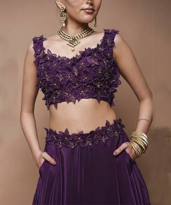 Wine 3-D   Lehenga Set 3