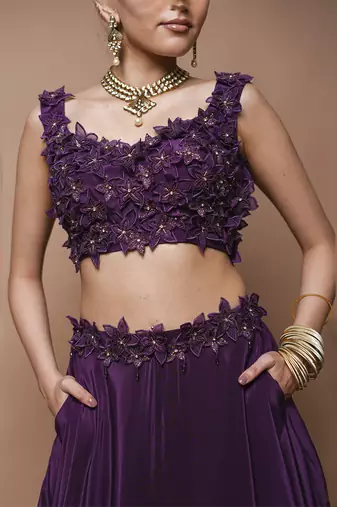 Wine 3-D   Lehenga Set