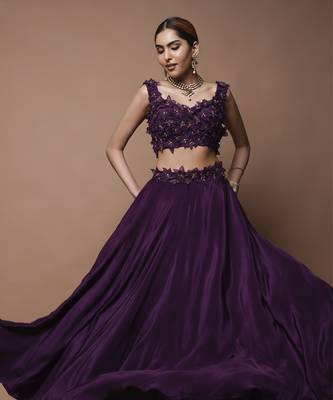 Wine 3-D   Lehenga Set 4