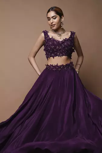 Wine 3-D   Lehenga Set