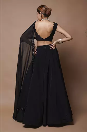Black Cutwork Lehenga Set