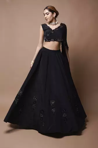 Black Cutwork Lehenga Set
