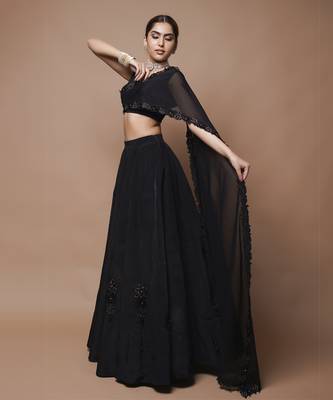 Black Cutwork Lehenga Set 4