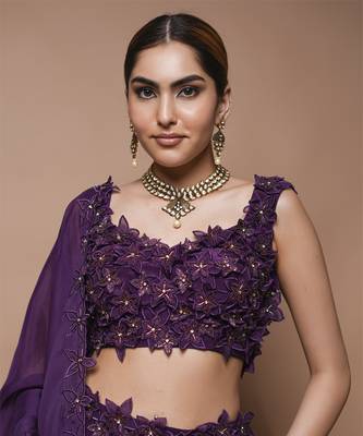 Wine 3-D   Lehenga Set 5