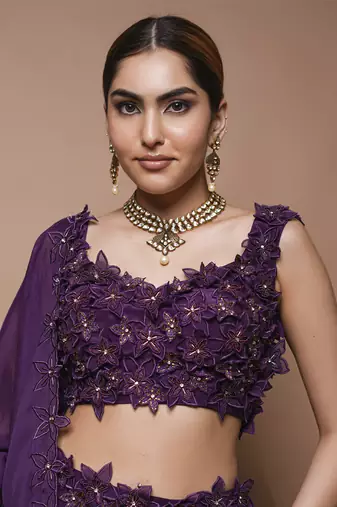 Wine 3-D   Lehenga Set