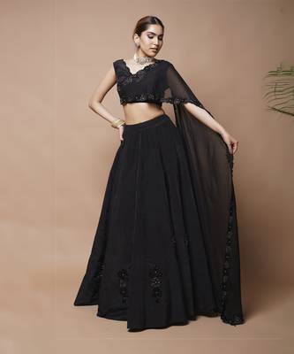 Black Cutwork Lehenga Set 5