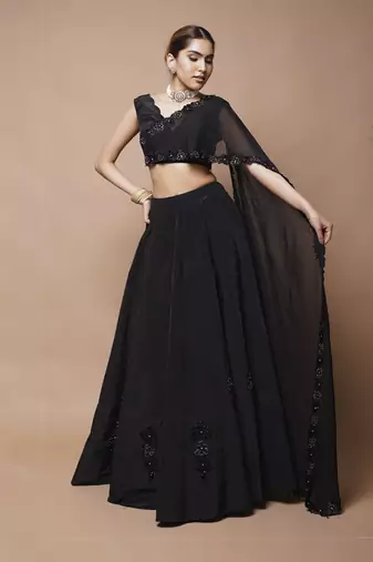 Black Cutwork Lehenga Set
