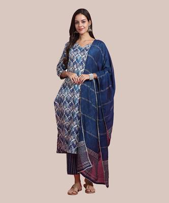 women's rayon foil printed kurta & pant with dupatta 1