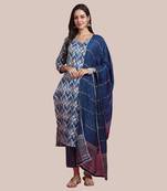 women's rayon foil printed kurta & pant with dupatta