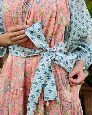 Handcrafted floral cotton midi dress dual print boho dress 5