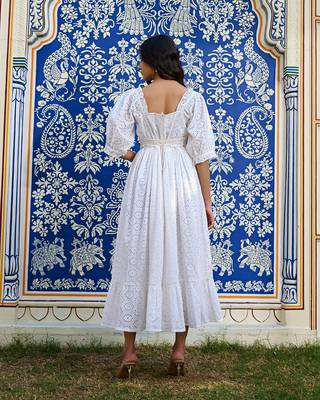 White cotton eyelet midi dress vintage inspired summer dress 2