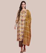 women's rayon foil printed kurta & pant with dupatta
