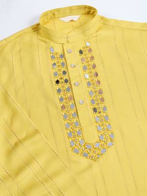 YELLOW VISCOSE RAYON JARI WEAVING MIRROR WORK WEDDING FUNCTION FESTIVAL MARRIAGE PARTY WEAR STRAIGHT KURTA WITH DUPATTA 8