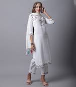 women's pure cotton hand work kurta & pant with dupatta