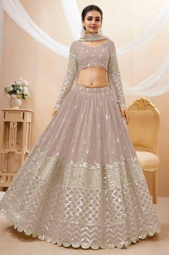 Grey Zari Work Georgette Reception Wear Lehenga Choli