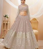 Grey Zari Work Georgette Reception Wear Lehenga Choli