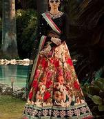 Multi-Color Floral Printed Silk Wedding Lehenga Choli With Dupatta