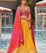 Yellow Sequins Georgette Haldi Wear Lehenga Choli