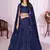 navy blue sequins georgette lehenga set choli with dupatta