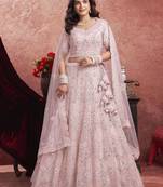 Baby Pink Mirror Work Net Bridal Wear Lehenga Choli