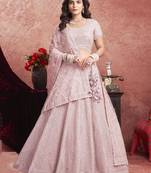 Baby Pink Sequins Work Net Bridal Wear Lehenga Choli