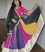 Multi Color Georgette Navratri Wear Lehenga Choli With Dupatta