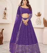 Violet Sequins Work Georgette Wedding Wear Lehenga Choli