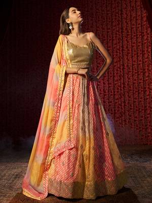 multi color organza lehenga set choli with dupatta with dupatta 5