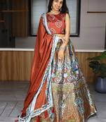 Multi-Color Printed Art Silk Wedding Wear Lehenga Choli